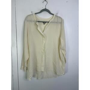 J Jill Top Womens Extra Large V Neck Popover Silk Long Sleeve Lightweight